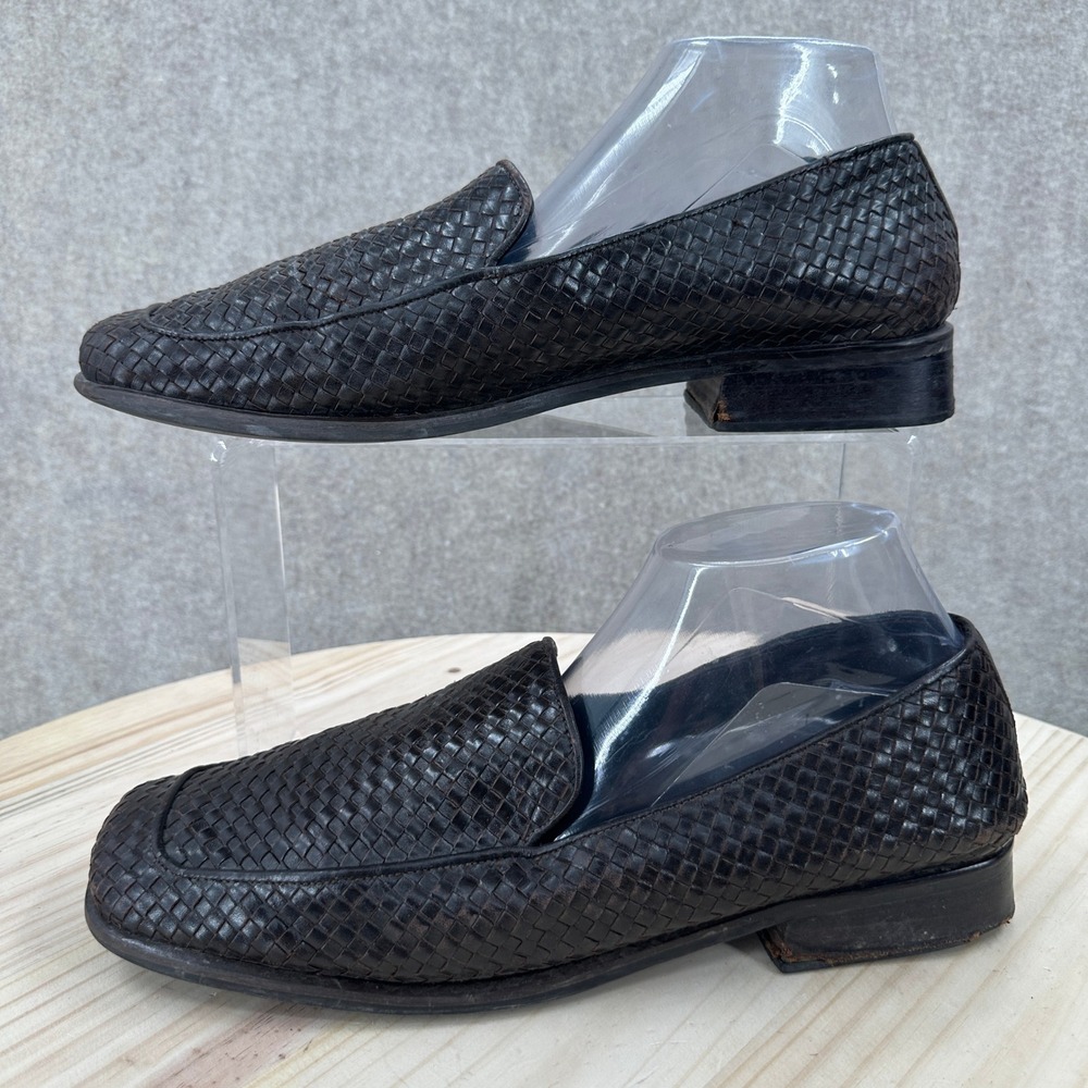 VTG Y2K Cloudwalkers Loafers Mens 10.5 Brown Woven Square Toe Slip On Shoes